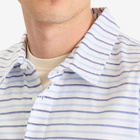 Pop Trading Company Men's Striped Logo Shirt in White/Blue Linen