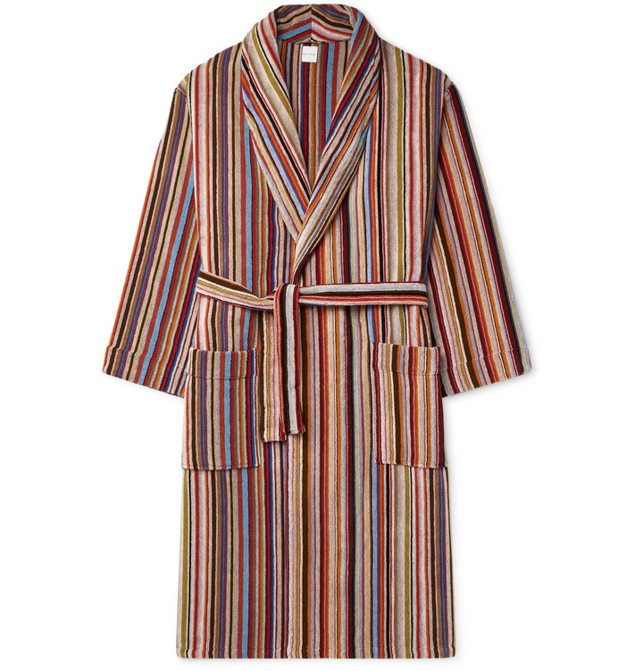 Photo: PAUL SMITH - Striped Cotton-Terry Hooded Robe - Multi