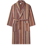 PAUL SMITH - Striped Cotton-Terry Hooded Robe - Multi