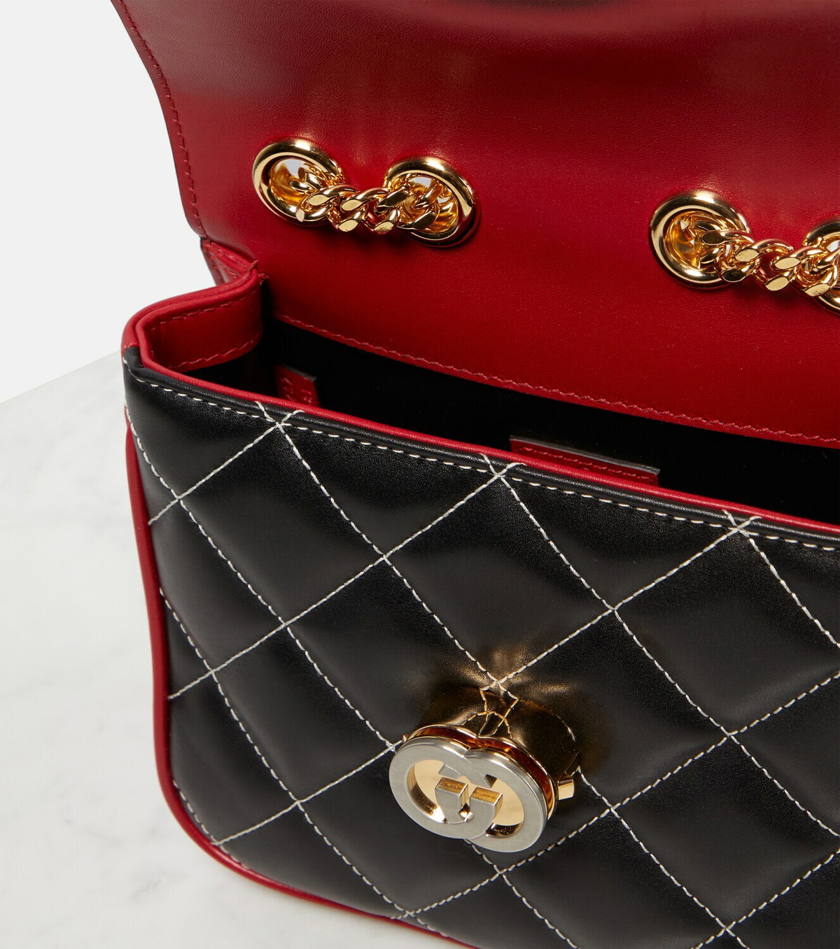GUCCI DECO SMALL LEATHER SHOULDER BAG ショルダーバッグ GUCCI Deco Small Off White Quilted Leather Shoulder Bag New