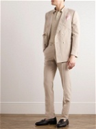 Caruso - Slim-Fit Tapered Slub Silk and Linen-Blend Suit Trousers - Neutrals