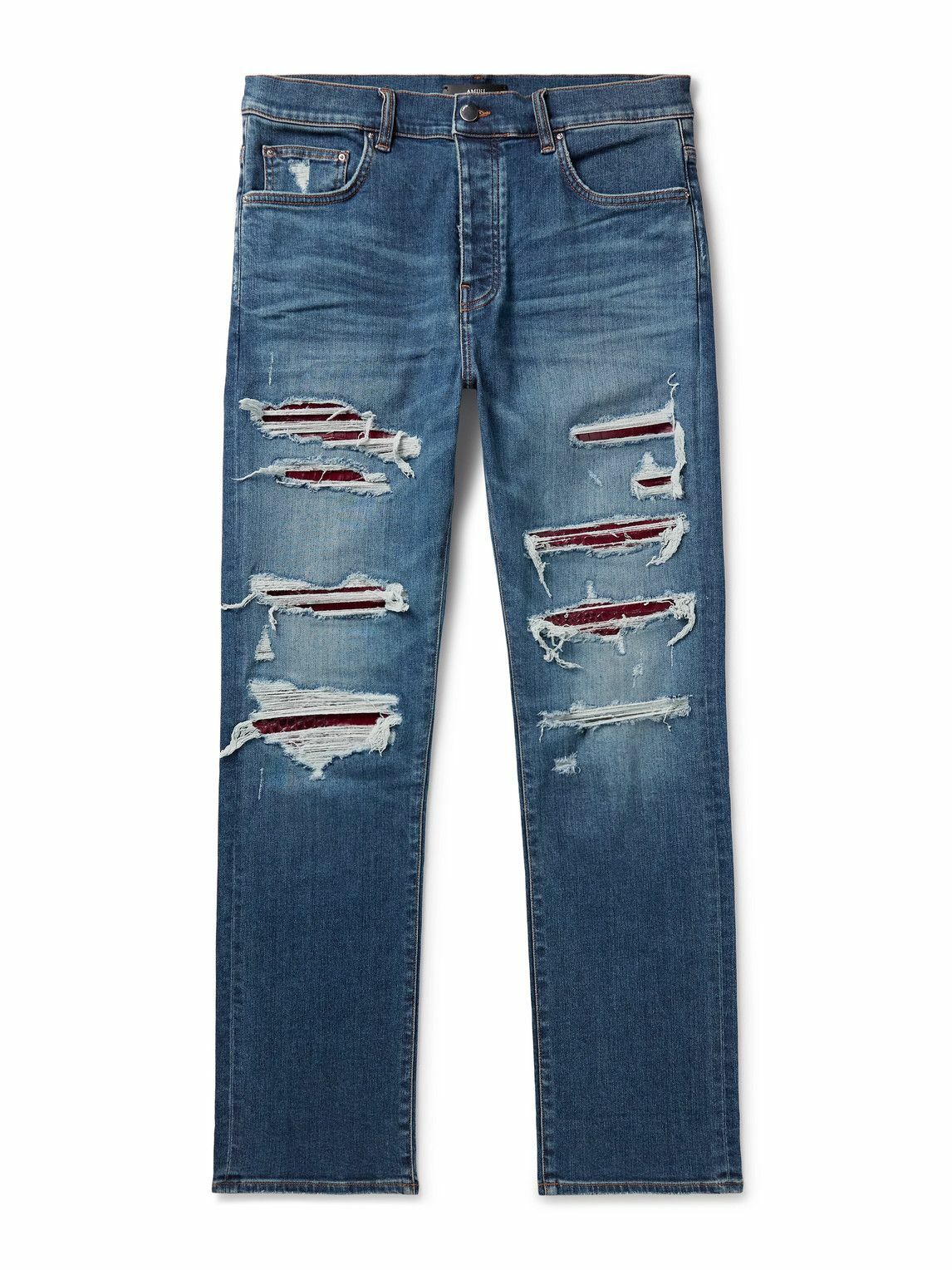AMIRI - Thrasher Plus Skinny-Fit Distressed Stretch-Denim