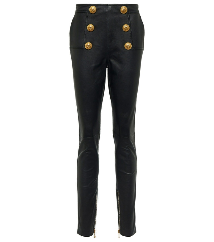 Photo: Balmain - High-rise leather pants