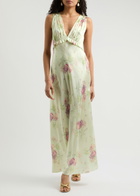 Loveshackfancy Suniva Floral-print Silk Maxi Dress Peach
