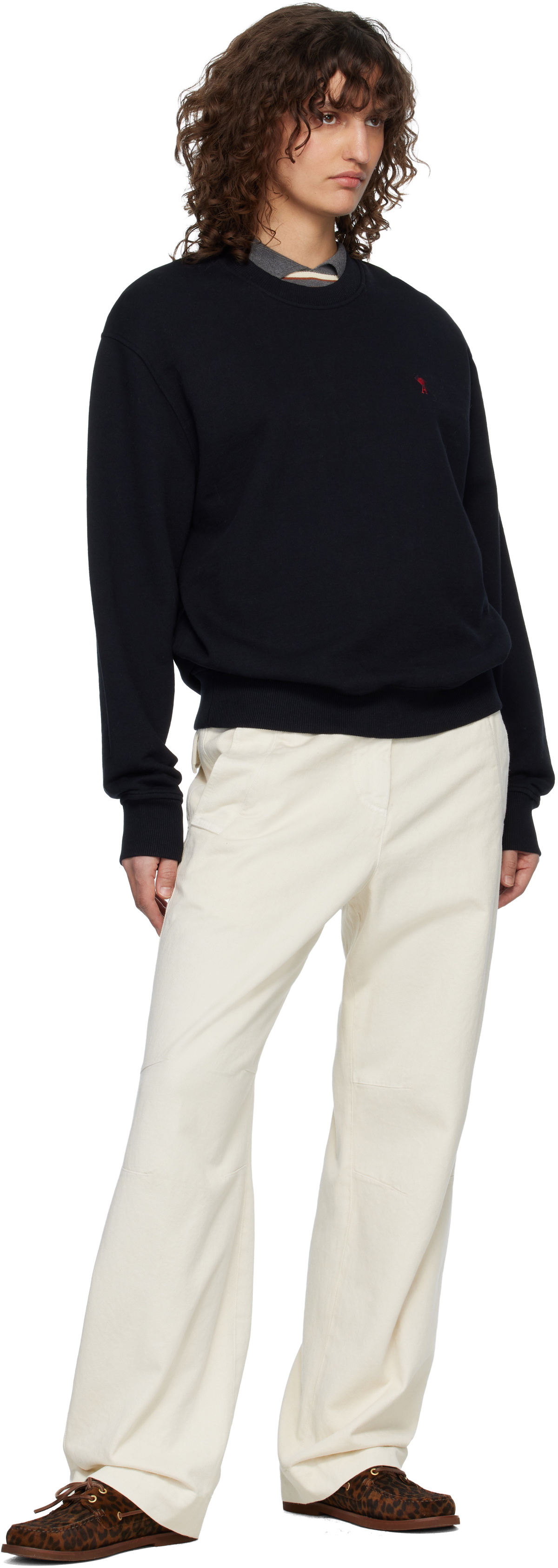 AMI Paris Black Cotton Ami de Coeur Sweatshirt