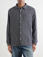Corridor - Reverse Checked Cotton-Tweed Shirt - Blue