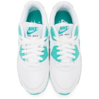 Nike White and Green Air Max 90 Sneakers