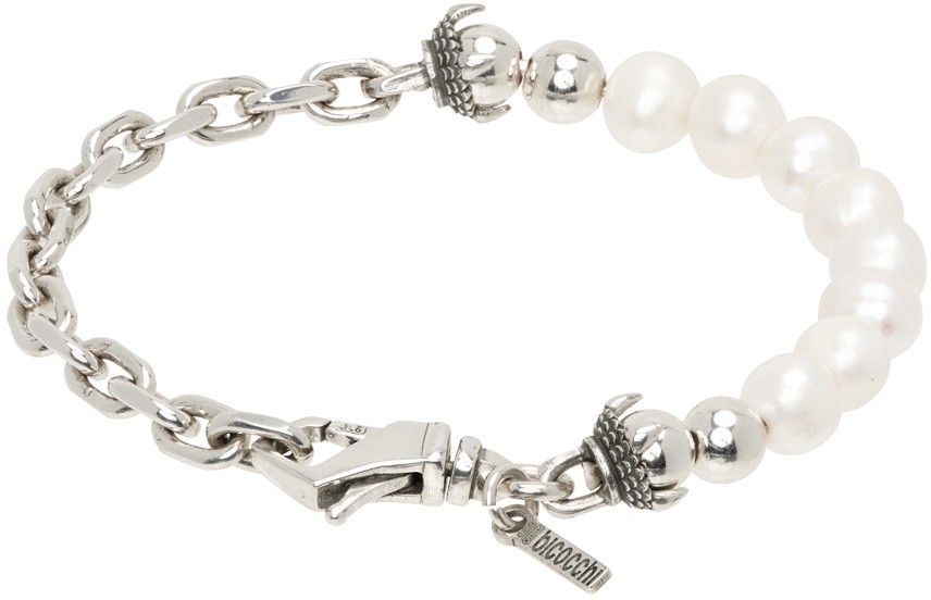 Emanuele Bicocchi SSENSE Exclusive Silver Pearl Bracelet