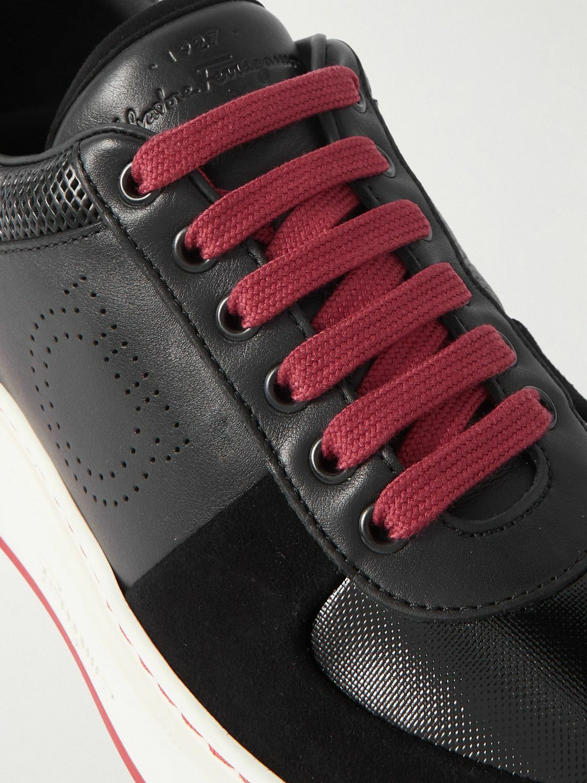 Salvatore Ferragamo - Cassina Suede-Trimmed Leather Sneakers