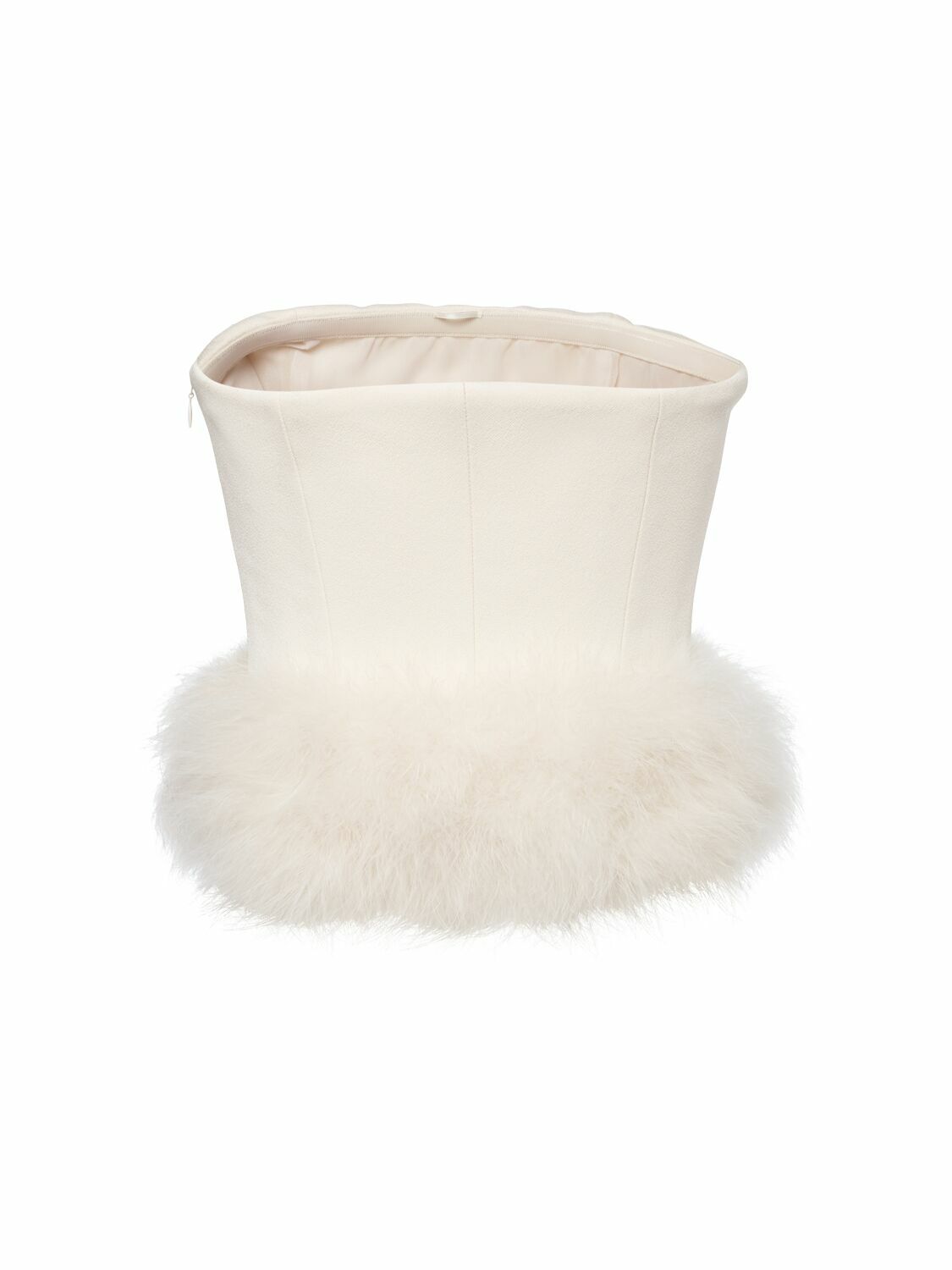 BLUMARINE Sable Strapless Top with feathers