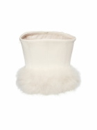BLUMARINE Sable Strapless Top with feathers