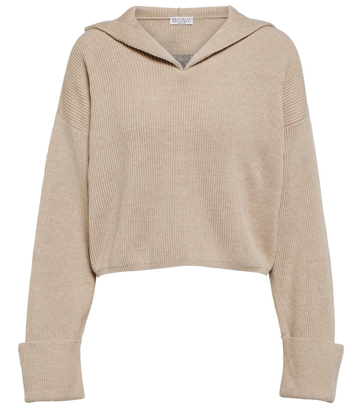 Photo: Brunello Cucinelli - Cropped cotton hoodie