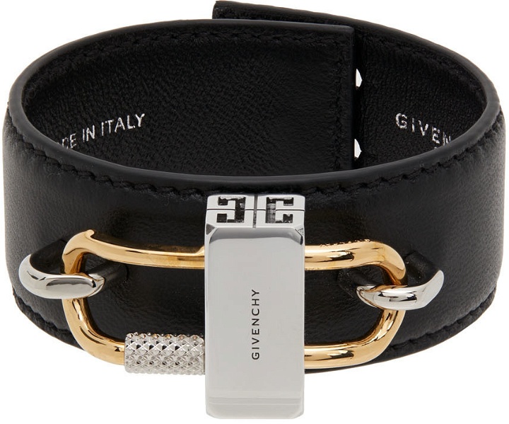 Photo: Givenchy Black Leather Lock Bracelet