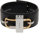 Givenchy Black Leather Lock Bracelet