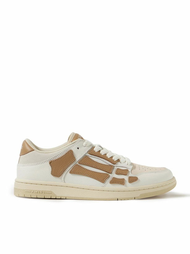 Photo: AMIRI - Skel-Top Appliquéd Leather and Suede Sneakers - Neutrals