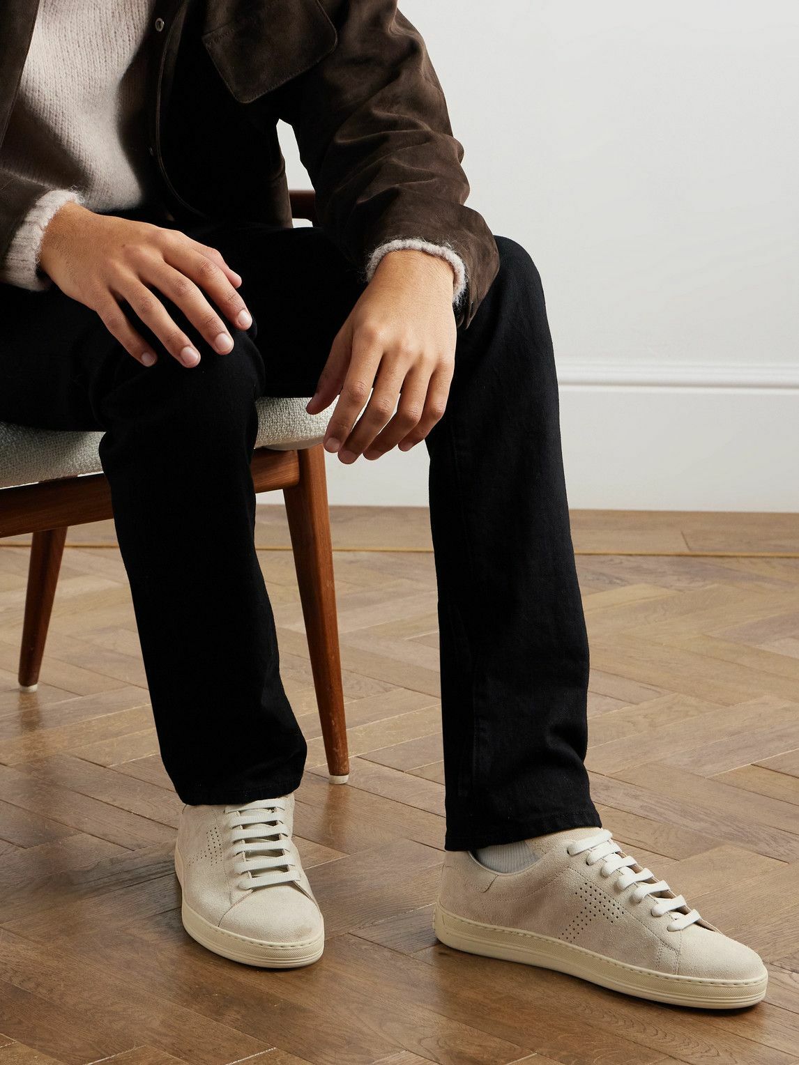 TOM FORD - Warwick Perforated Suede Sneakers - Neutrals TOM FORD