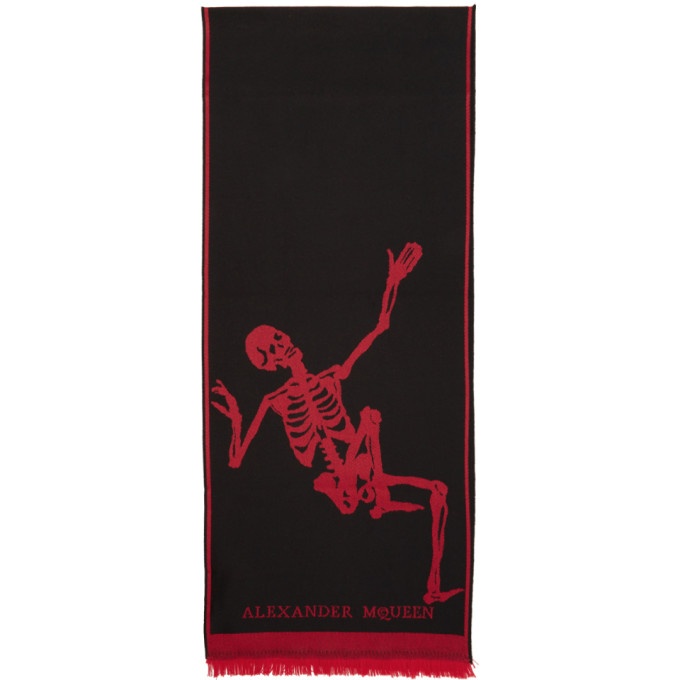 Photo: Alexander McQueen Black and Red Dancing Skeleton Scarf