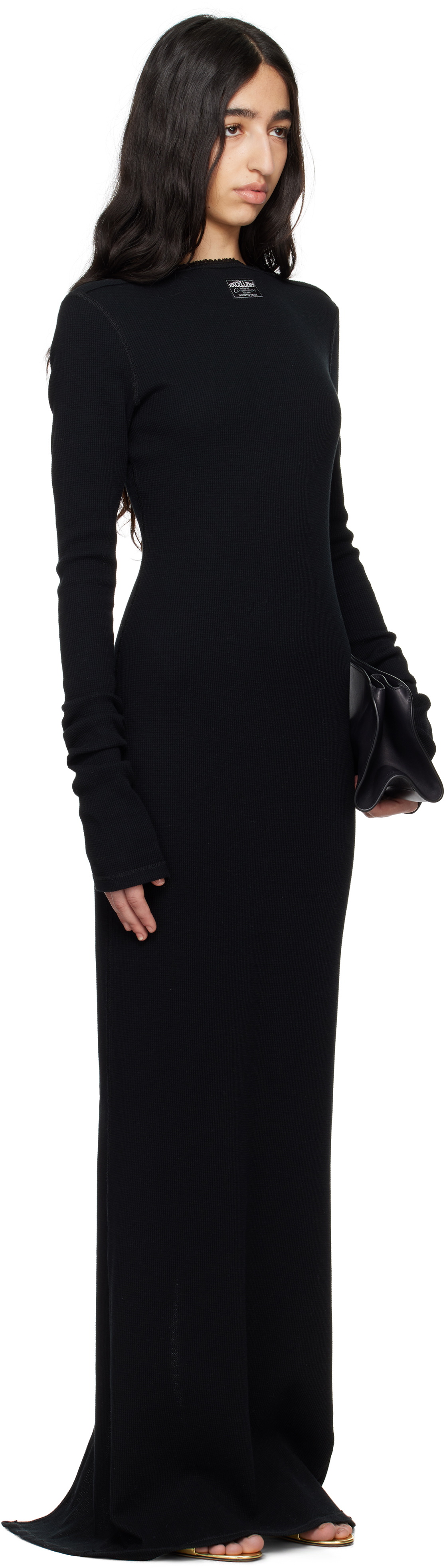 Commission Black Reversed Henley Maxi Dress