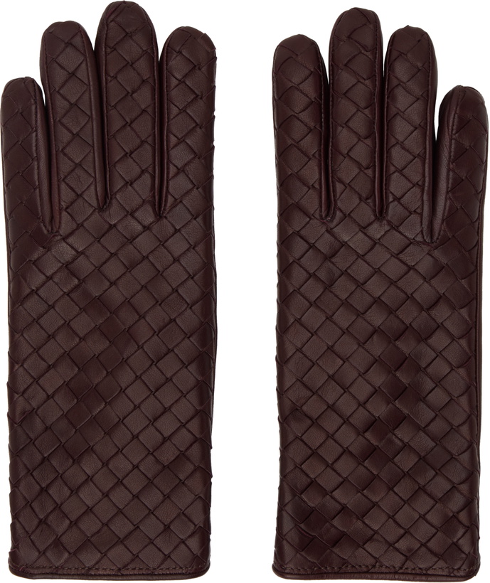 Photo: Bottega Veneta Burgundy Intrecciato Leather Gloves