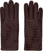 Bottega Veneta Burgundy Intrecciato Leather Gloves