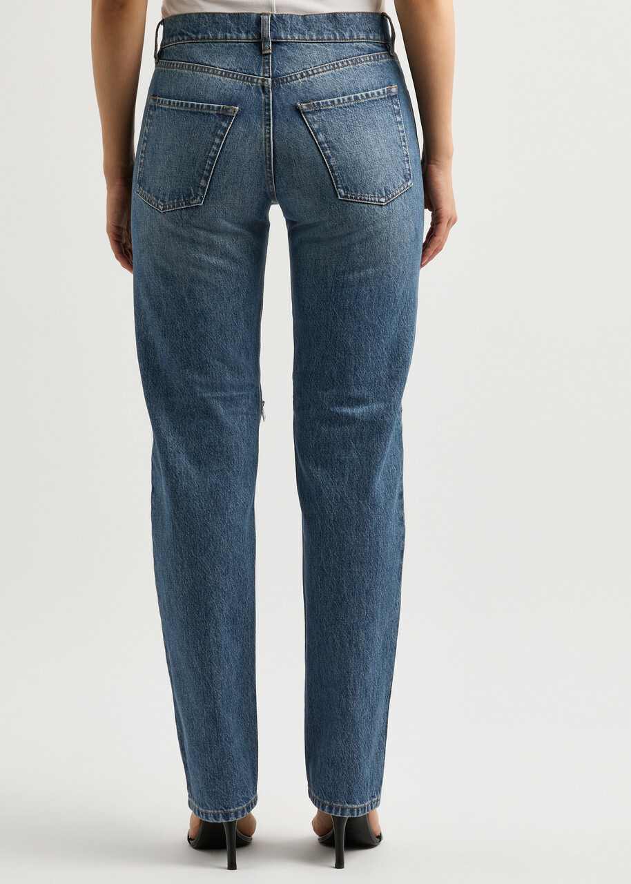 Coperni Zip-appliquéd Tapered-leg Jeans Blue