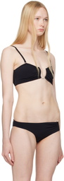 Christopher Esber Black Ruched Crescent Bandeau Bikini Top