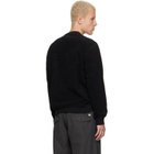 C.P. Company Black Crew Neck Brushed Emerized Diagonal Fleece Sweatshirt