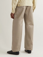 Lemaire - Wide-Leg Belted Cotton-Canvas Trousers - Neutrals