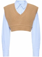 ALEXANDER WANG - Oxford Cotton Crop Shirt W/vest