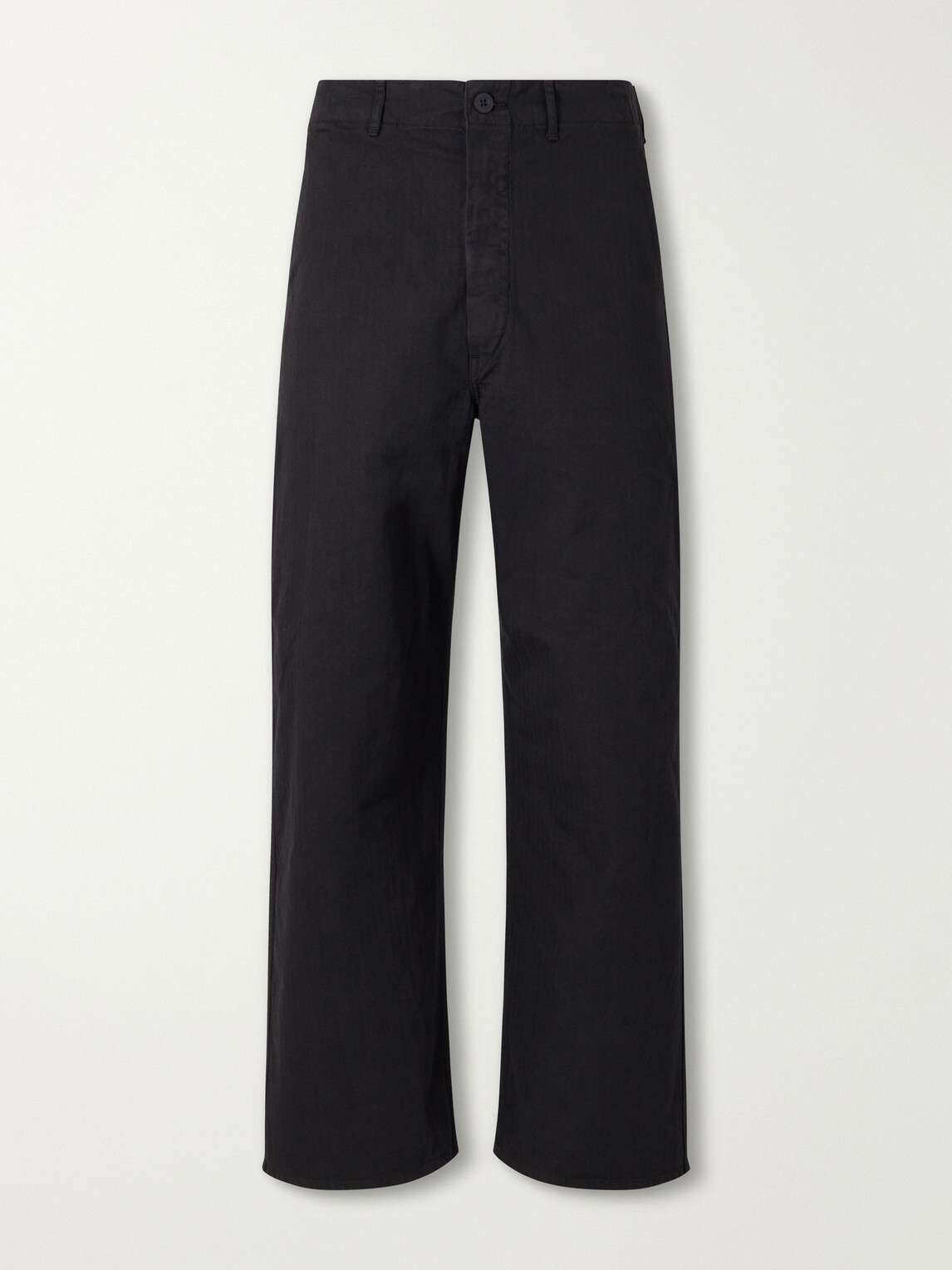 OrSlow - Straight-Leg Woven Herringbone Cotton Trousers - Black