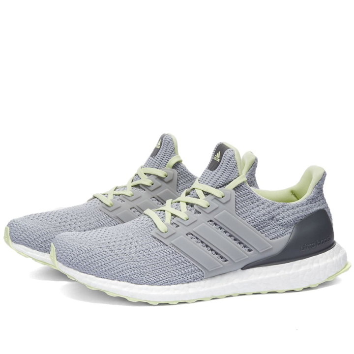 Photo: Adidas Men's Ultraboost 4.0 DNA Sneakers in Halo Silver/Almost Lime