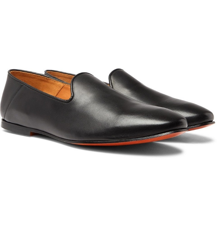 Photo: Officine Generale - Collapsible-Heel Leather Slippers - Men - Black