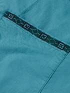 Adish - Camp-Collar Embroidered Garment-Dyed Cotton-Poplin Shirt - Blue