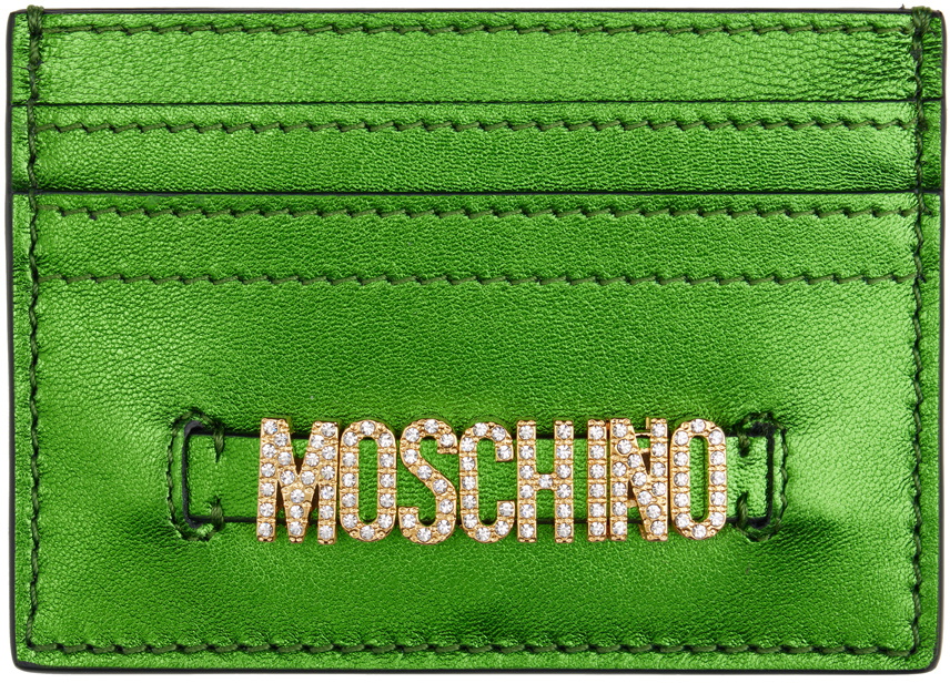 Moschino Green Metallic Card Holder Moschino