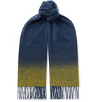 Paul Smith - Logo-Embroidered Degradé Fringed Cashmere Scarf - Blue