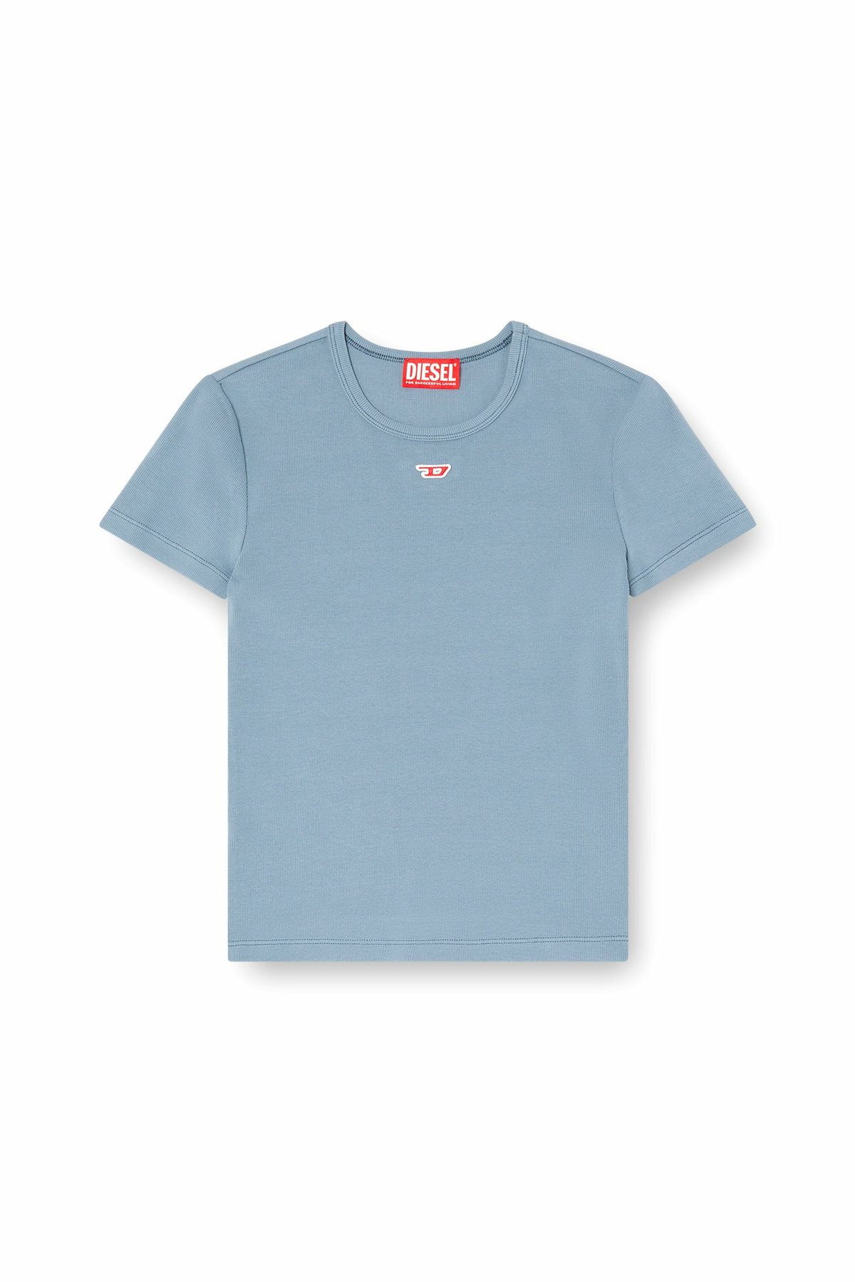Diesel T-shirt with D logo patch - T-Shirts Womens in Blue