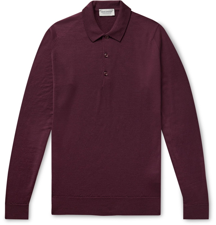 Photo: John Smedley - Belper Slim-Fit Merino Wool Polo Shirt - Burgundy