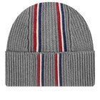 Moncler Men's Tricolour Beanie in Grey