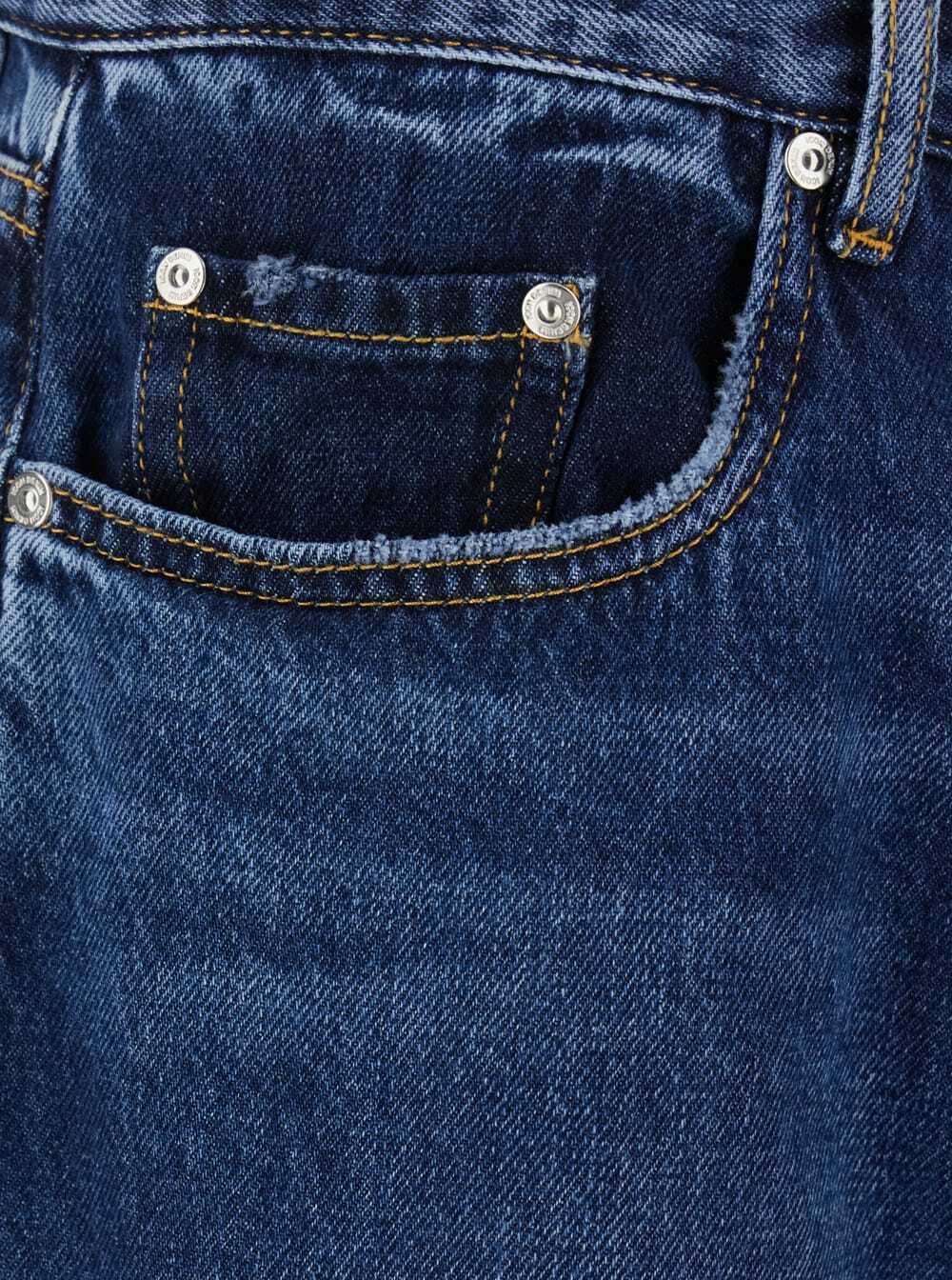 Icon Denim Blue Five Pocket Jeans With Logo Patch On The Back In Denim Man