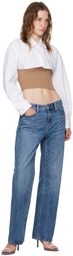 Alexander Wang Blue Mid-Rise Pre-Styled Logo Brief Jeans
