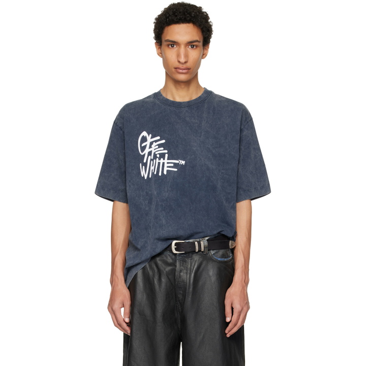 Photo: Off-White Navy Spray Painting Skate T-shirt