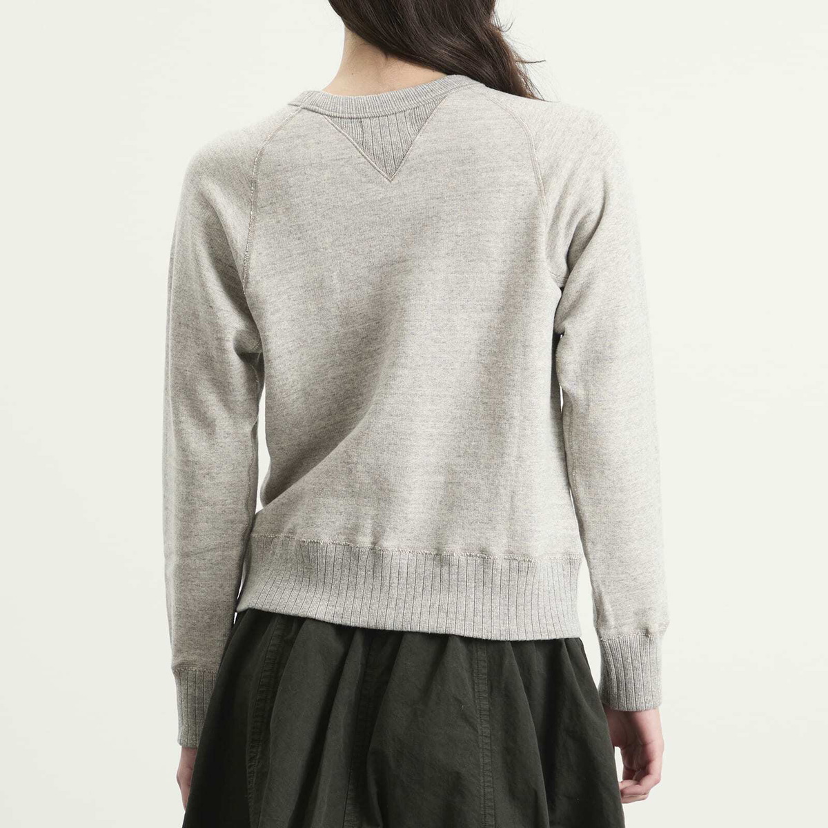 Beams Boy Women's Rib Crewneck Sweatshirt in T.Grey