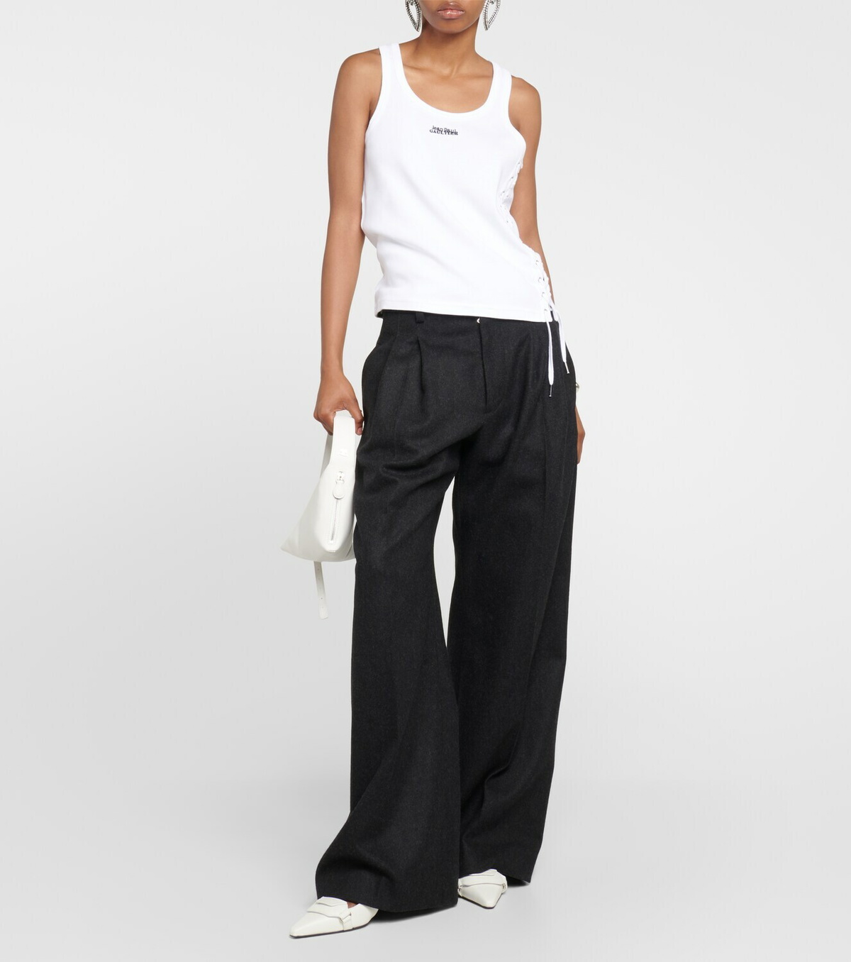 Jean Paul Gaultier Logo lace-up cotton tank top