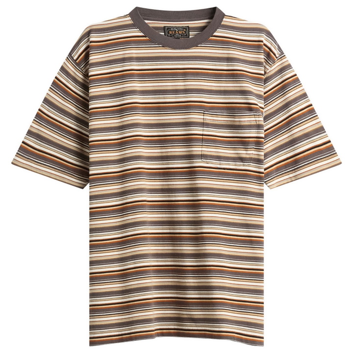 Photo: Beams Plus Men's Multi Stripe Pocket T-Shirt in Grey
