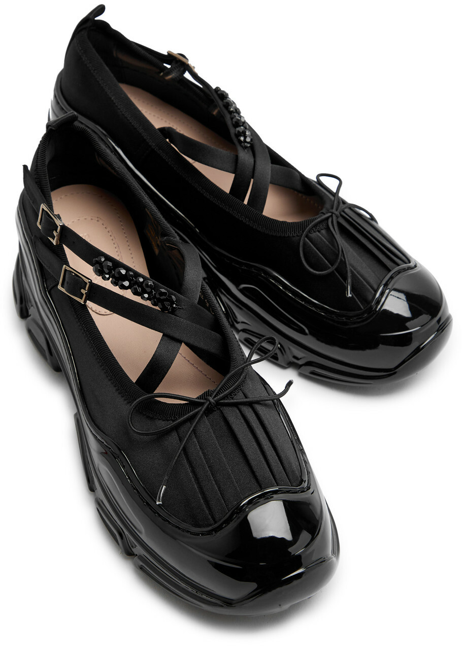 Simone Rocha Embellished Satin Sneakers Black