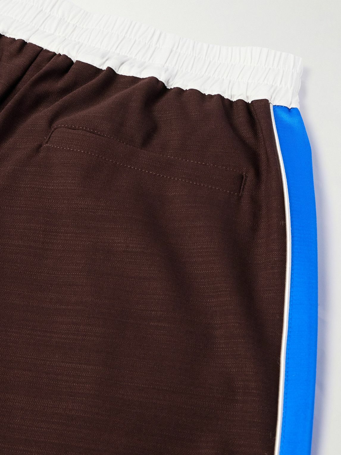 Wales Bonner - Courage Straight-Leg Logo-Embroidered Shell and Satin-Trimmed Wool Track Pants - Brown