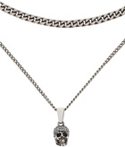 Alexander McQueen Silver Skull Dou Chain Necklace