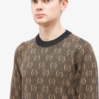 Gucci Men's GG Logo Crew Knit in Camel