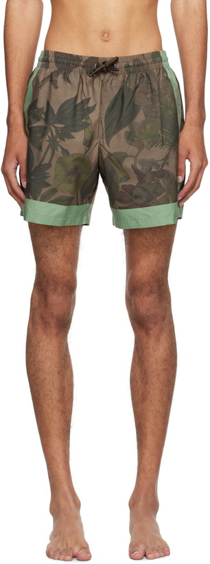 Photo: Dries Van Noten Brown Printed Swim Shorts