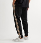 Burberry - Tapered Checked Loopback Cotton-Jersey Sweatpants - Black